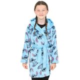 Lilo and Stitch blauwe fleece ochtendjas voor meisjes Fleece badjas met capuchon voor kinderen, Blauw, 8-9 jaar