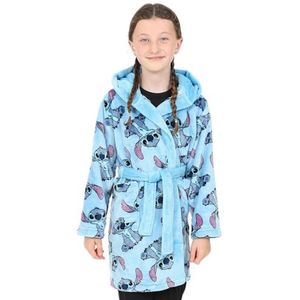 Lilo and Stitch blauwe fleece ochtendjas voor meisjes Fleece badjas met capuchon voor kinderen, Blauw, 8-9 jaar