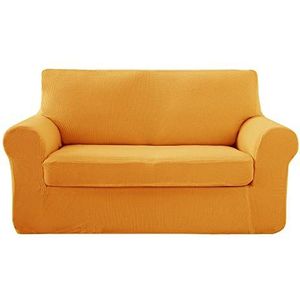 Deconovo Stretch Bankhoes, Fluweel Bankovertrekken voor Loveseat, Meubelhoes voor Woonkamer, Feest, 2 Zits, 145-175 cm, Geel