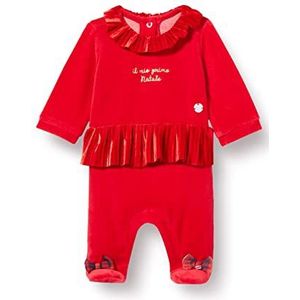 Chicco, Chenille kerstjumpsuit met voet, Meisje 0-24, Rood (411), 6 maanden