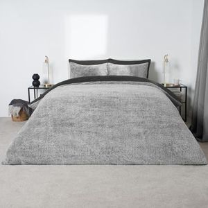 OHS Dekbedovertrekken, tweepersoonsbed, houtskoolgrijs, tweepersoons dekbedovertrekset, luxe superzachte comfortabele dekbedovertrek, tweepersoonsbedset met kussenslopen, Teddy Marl dekbedovertrek