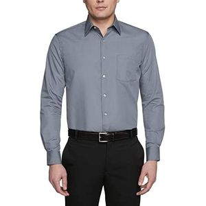 Van Heusen Heren Overhemd Regular Fit Poplin Solid, Grijs, 16"" Neck 36""-37"" Sleeve