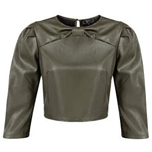 LEOMIA Dames kunstleren blouse 19525718-LE02, olijf, L, olijf, L