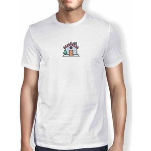 Green Fish, Basic T-shirt voor heren, 100% katoen, regular fit, Digital Icon Printed, maat: M, kleur: wit, wit, M