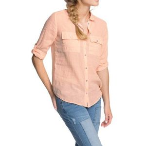 ESPRIT Dames losse fit shirt 054EE1F010 van hoogwaardig linnen, roze (Pearl Peach 695), 40