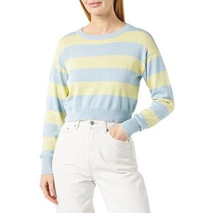 Noisy may Dames Nmzoe L/S O-Neck Crop Knit Noos Pullover, Cerulean/Detail: lichtblauw/limoengeel, L