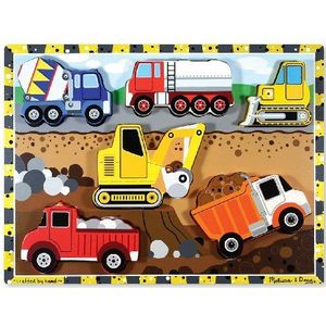 Melissa & Doug Construction Chunky Puzzle, Puzzles, Wooden Toy, 2+, Gift for Boy or Girl