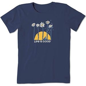 Life is Good. Womens Crusher Vee torenhoge madeliefjes BIK, Heather Gray