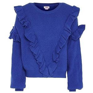 Aleva Dames Falbala herfst en winter gebreide trui voor gevorderden kobaltblauw maat XL/XXL, kobaltblauw, XL