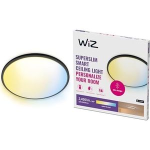 WiZ SuperSlim Plafondlamp - Dimbaar - Bluetooth LED Lamp - 22 W - Zwart