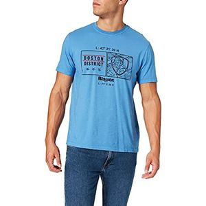Blauer T-shirt met korte mouwen voor heren, 801 lichtblauw saffierblauw, M