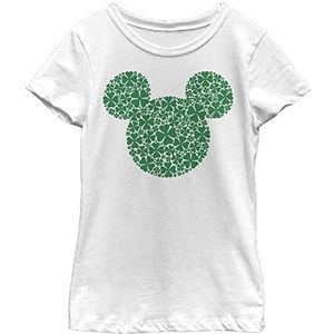 Little, Big Disney Classic Mickey Clover Fill Girls T-shirt met korte mouwen, wit, medium, wit, M