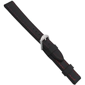 mumbi Horlogeband van roestvrij staal, siliconen of kunstleer, breedtes, zwart/rood, 24mm, kunstleer
