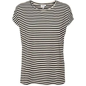 VERO MODA VMAVA Plain SS TOP Stripe GA JRS NOOS Shirt, Zwart/Stripes: Pristine, L, zwart/strepen: pristine, L