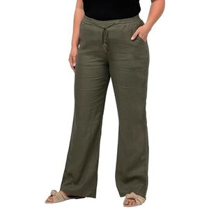 Ulla Popken Linnen broek voor dames, Lodengroen, 32W x 32L