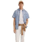 Bugatti - Overhemd - 60-blauw - Korte Mouwen - Met Ruitmotief - Modern Fit