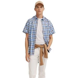 Bugatti - Overhemd - 60-blauw - Korte Mouwen - Met Ruitmotief - Modern Fit