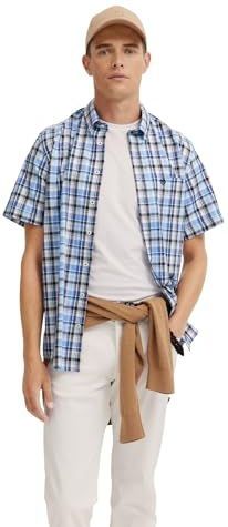 Bugatti - Overhemd - 60-blauw - Korte Mouwen - Met Ruitmotief - Modern Fit