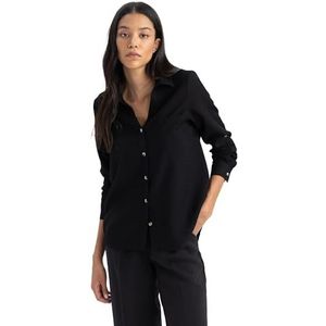 DeFacto Damesshirt met lange mouwen, zwart, S