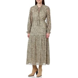 NAEMI Dames maxi-jurk met luipaardprint 19228982-NA01, lichtbeige meerkleurig, S, lichtbeige, meerkleurig, S