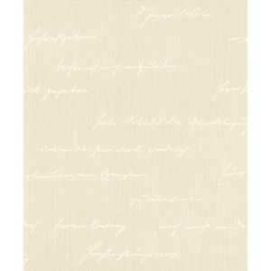 Rasch Behang 522167 - licht vliesbehang in beige met wit, kalligrafisch lettertype in vintage stijl - 10,05 x 0,53 (LXB)