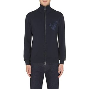 Armani Exchange Heren Biologisch katoen, Zip Through, Eagle logo, lange mouwen cardigan sweater, marineblauw, extra klein, navy, XS