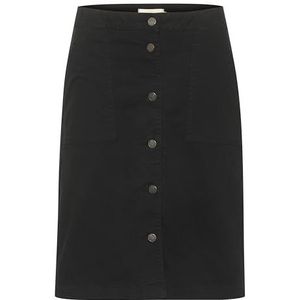 Cream Pencil Skirt Skirt Above Knee Lengte Button Fastening Mid-Rise Taille, Zwart, 34