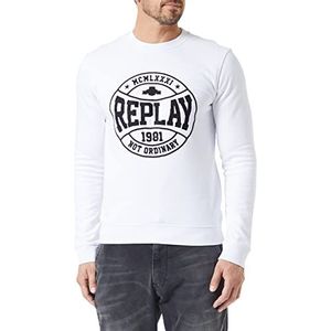 Replay Sweatshirt voor heren, 001, wit, 3XL
