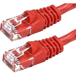 Monoprice Cat5e Ethernet-patchkabel - 5 voet - rood | Snagless RJ45, gestrand, 350MHz, UTP, puur kale koperdraad, crossover, 24AWG, voor modem, router, LAN, computer