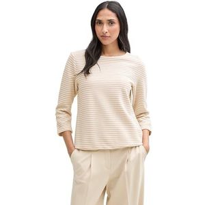 TOM TAILOR - T-shirt - Beige Offwhite Regular Stripe - Dames - 3/4 Mouw