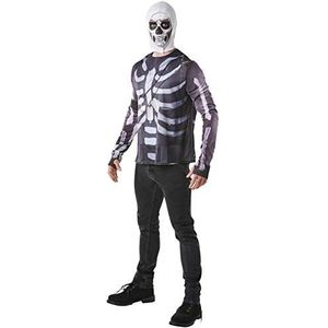 Rubie's - Officiële Fortnite Skull Trooper kostuumset, gaming skin zwart maat medium, borst 96-104 cm