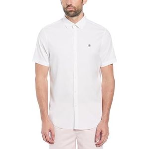 Original Penguin Heren Oxford Shirt Stretch Korte Mouw Top, Helder Wit, L