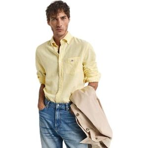 GANT Reg katoenen linnen overhemd voor heren, Banana Yellow, 3XL