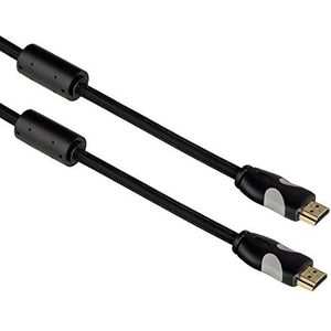 Thomson HDMI™-kabel (High Speed, HDMI mannelijk naar mannelijk, plat, ethernet, verguld, 3 m kabellengte, 18 Gbit/s, resolutie 4096 x 2160 pixels, ferriet) zwart/grijs