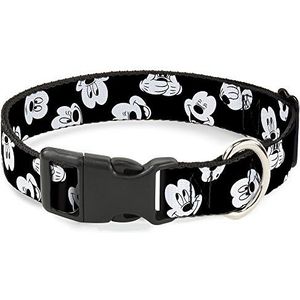 Buckle-Down Plastic Clip Kraag - Mickey Mouse Expressions Verspreid Zwart/Wit - 1"" Breed - Past 15-26"" Nek - Groot