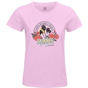 Republic Of California WOREPCZTS103 Dames T-Shirt ""Santa Monica Beach"", Roze, Maat XXL, Roze, XXL