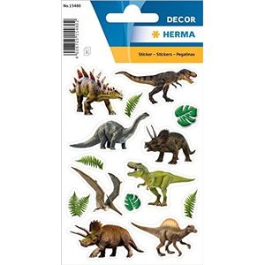 HERMA 15480 stickers voor kinderen, dinosaurus (42 stickers, papier, mat) zelfklevend, permanent hechtende etiketten voor meisjes en jongens, kleurrijk