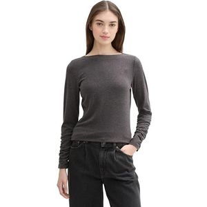 TOM TAILOR Denim T-shirt met lange mouwen voor dames, 10522 - Shale Grey Melange, L