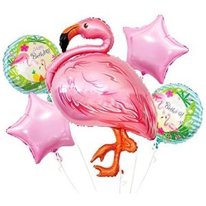 Set van 5 flamingo-ballonnen, folieballon, feestdecoratie, verjaardag