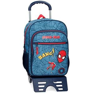 Marvel Spiderman Denim schoolrugzak met trolley, blauw, 30 x 40 x 13 cm, polyester, 15,6 l
