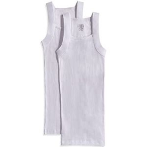 2 (X) IST Essential Cotton Square Cut Tank voor heren, verpakking van 2 stuks, Zuiver Wit, M