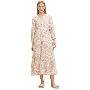 TOM TAILOR Dames jurk met volant 1032518, 30148 - Beige Geometric Design, 44
