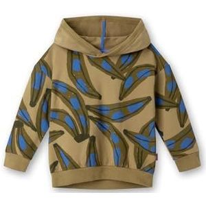 Sanetta Sweatshirt voor jongens, lange mouwen, hoodie, capuchon, biologisch katoen, warm olijf, 140 cm