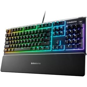 SteelSeries Apex 3 - Gaming Toetsenbord - 10-zone RGB-verlichting - Premium magnetische polssteun - Engels (QWERTY) Layout