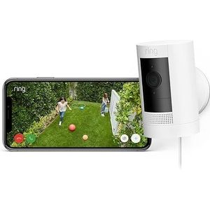 Ring Buitencamera met stekkeradapter (Stick Up Cam Plug-In) van Amazon | HD-beveiligingscamera met tweeweg-audio | Inclusief proefabonnement van 30 dagen op Ring Protect Plus