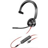 Plantronics - Blackwire 3315 Bedraad, Single Ear (Mono) USB-A Headset met Boom Mic (Poly) - Aansluiten op PC/Mac via USB-A of mobiel/tablet via 3,5 mm connector - Werkt met teams (gecertificeerd),