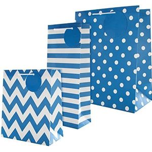 Hallmark Multi Occasion Gift Bag Bundle - 3 essentiële zakken in 3 eigentijdse blauwe ontwerpen