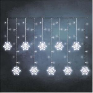 EMOS Sneeuwvlokkenslinger met 60 leds, lichtgordijn 135 cm + 5 m kabel, koud wit licht, led-lichtslinger + voeding, lichtduur 10.000 uur, IP44 voor binnen en buiten, voor feestjes, Kerstmis, decoratie