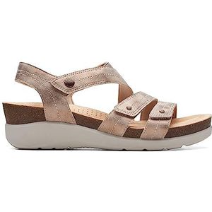 Clarks Calenne Clara Wedge Sandaal voor dames, Brons Metallic Textiel, 39.5 EU