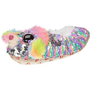 Ty - Pantoffels van pluche met pailletten Rainbow de poedel, Meerkleurig, 30 EU